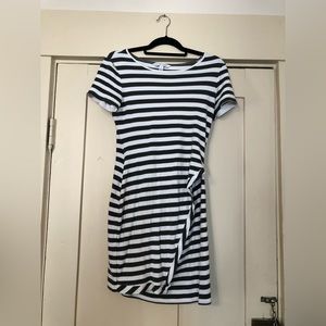 Green and white striped cotton dress